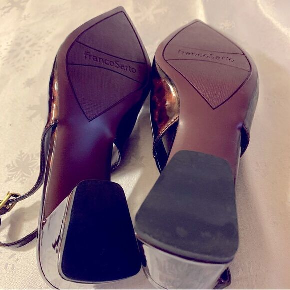 Franco Sarto Patent Leather Slingback Pumps Animal Print Block Heel Sz 6 NWOT - Picture 10 of 10